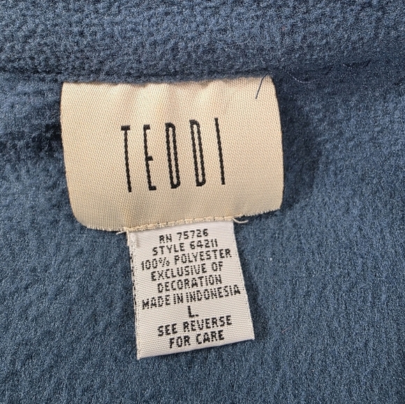 Teddi Teal Embroidered Full Zip Fleece Jacket - Picture 2 of 6